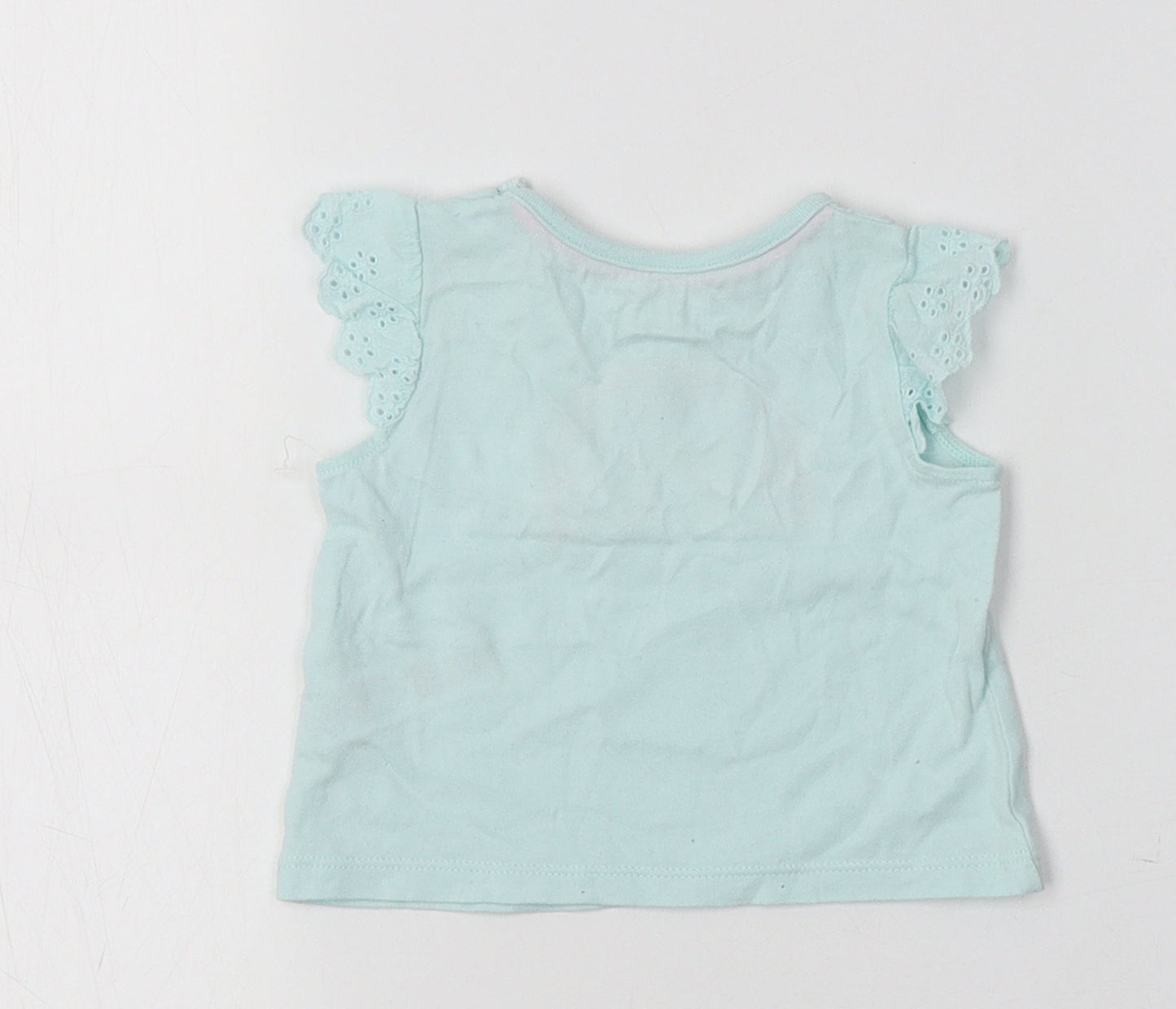 F&F Baby Blue  Cotton Basic Blouse Size 0-3 Months Crew Neck  - Rainbow
