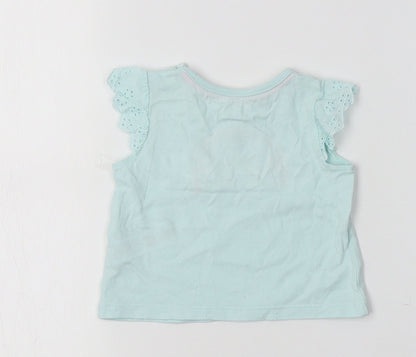 F&F Baby Blue  Cotton Basic Blouse Size 0-3 Months Crew Neck  - Rainbow