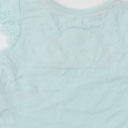 F&F Baby Blue  Cotton Basic Blouse Size 0-3 Months Crew Neck  - Rainbow