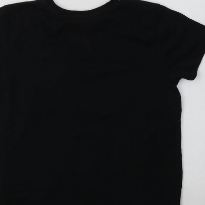 Primark Girls Black  Cotton Basic Polo Size 8-9 Years Crew Neck  - PlayStation
