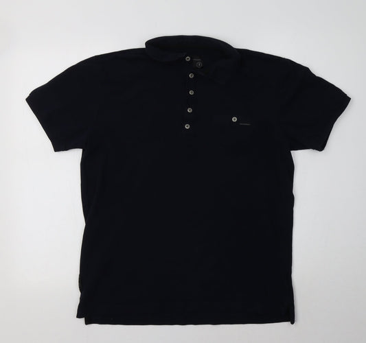 DNM Dissident Mens Blue  Cotton  Polo Size M Collared