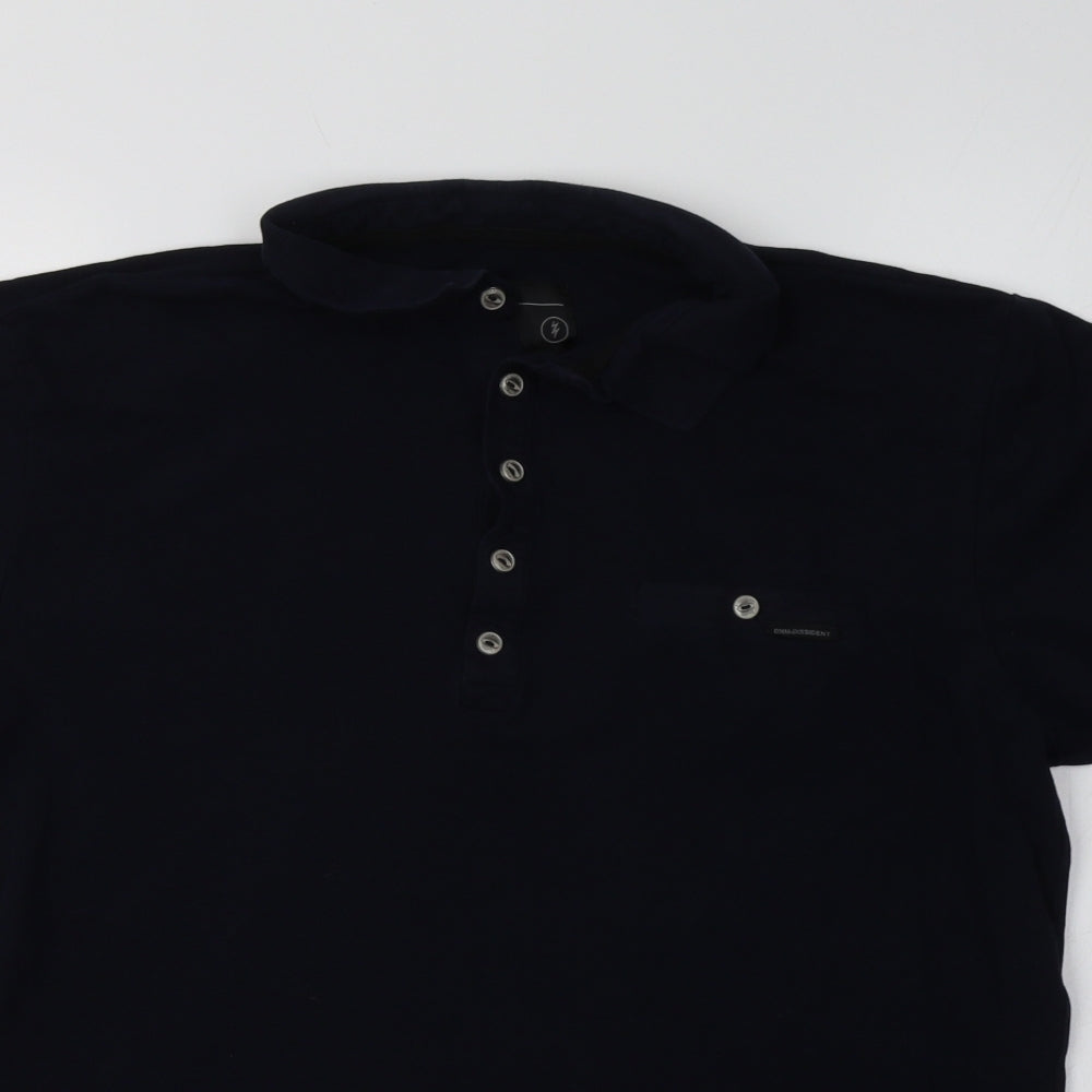 DNM Dissident Mens Blue  Cotton  Polo Size M Collared