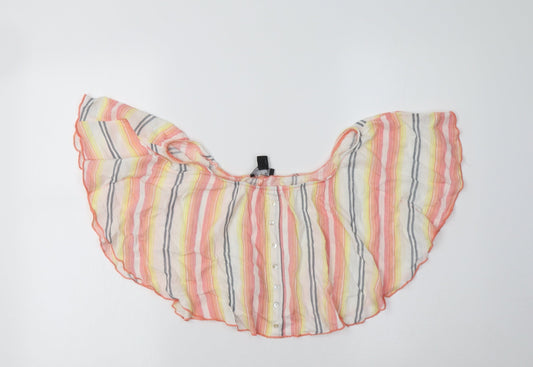 Primark Womens Multicoloured Striped Viscose Cropped Blouse Size 14 Off the Shoulder