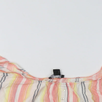 Primark Womens Multicoloured Striped Viscose Cropped Blouse Size 14 Off the Shoulder