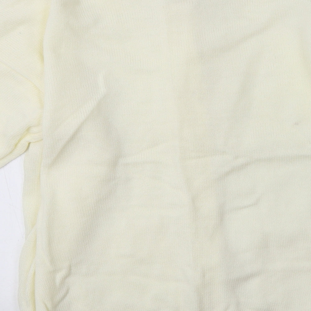 Emily Claire Womens Ivory Crew Neck  Acrylic Cardigan Jumper Size M