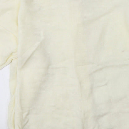 Emily Claire Womens Ivory Crew Neck  Acrylic Cardigan Jumper Size M