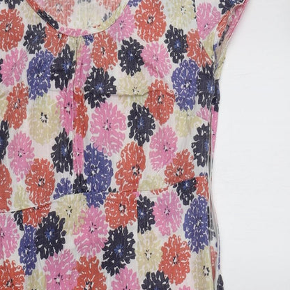 Preworn Womens Multicoloured Floral Cotton A-Line  Size 12 Crew Neck