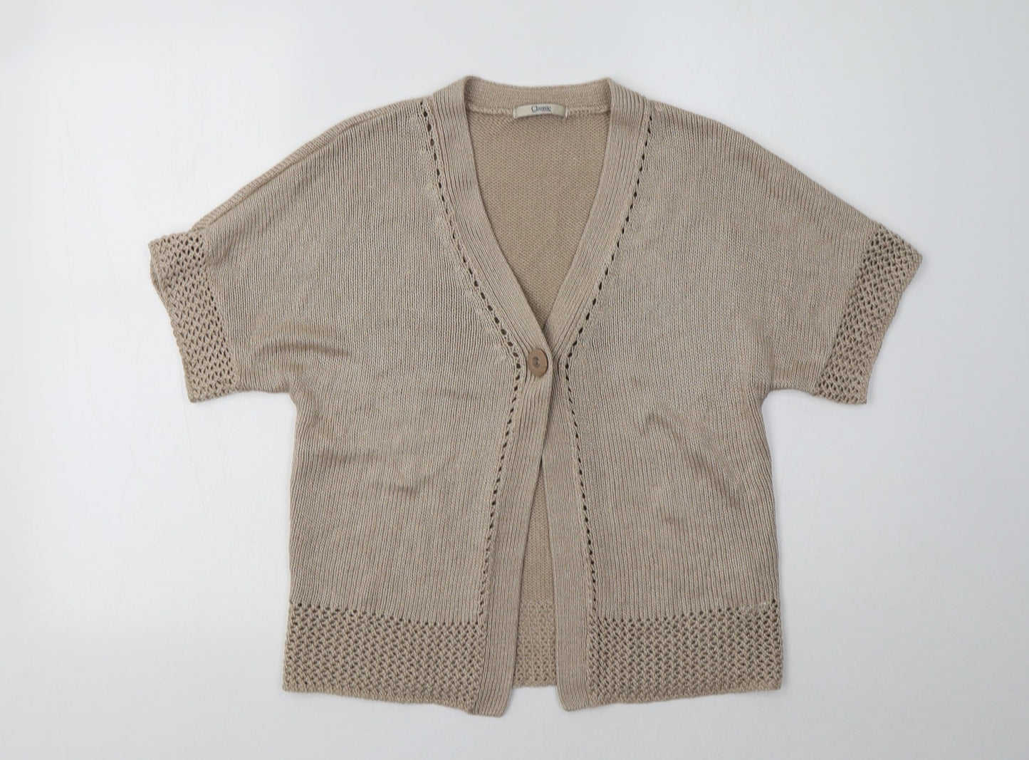 Womens UK Size 10 M&S Beige Cardigan Jumper
