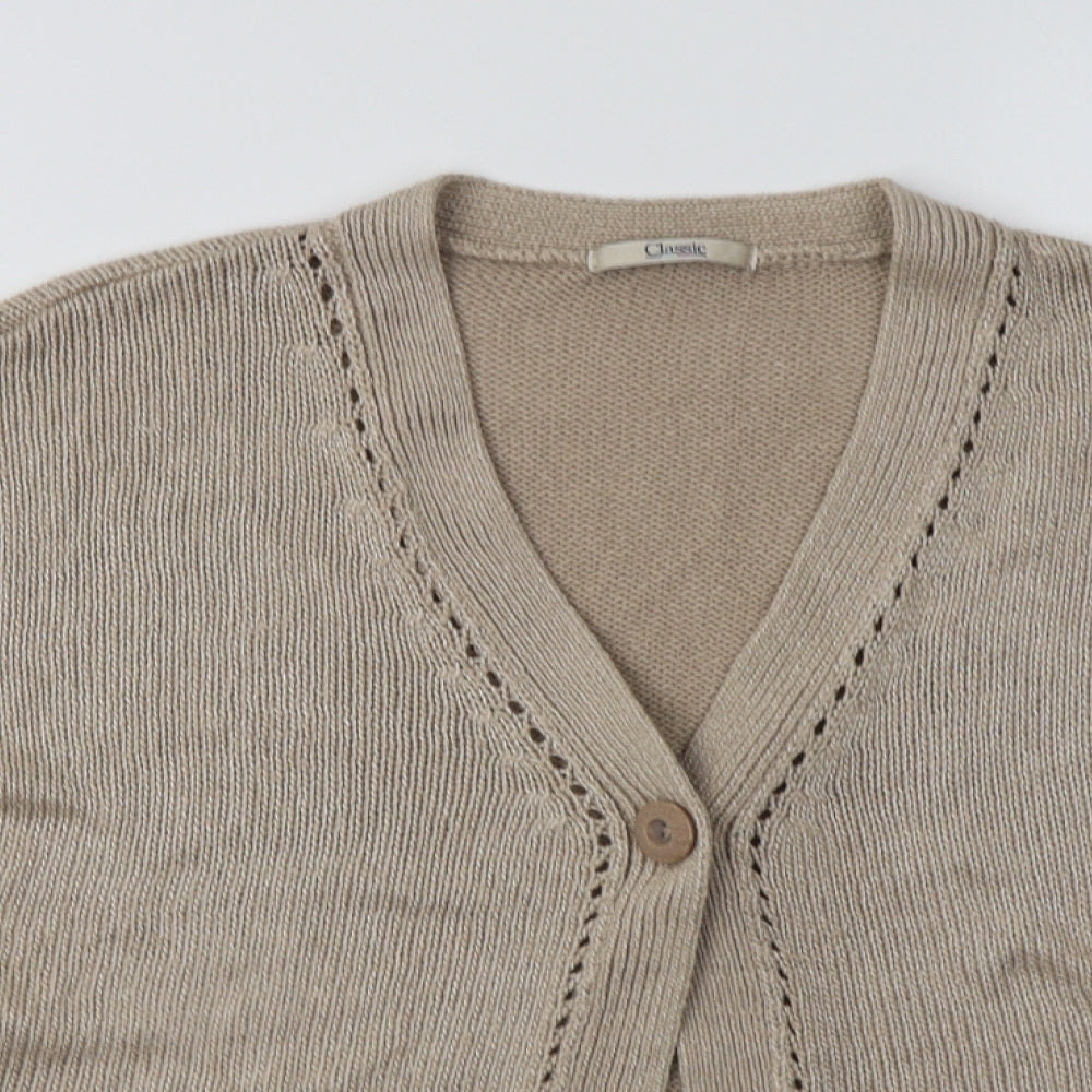 Womens UK Size 10 M&S Beige Cardigan Jumper