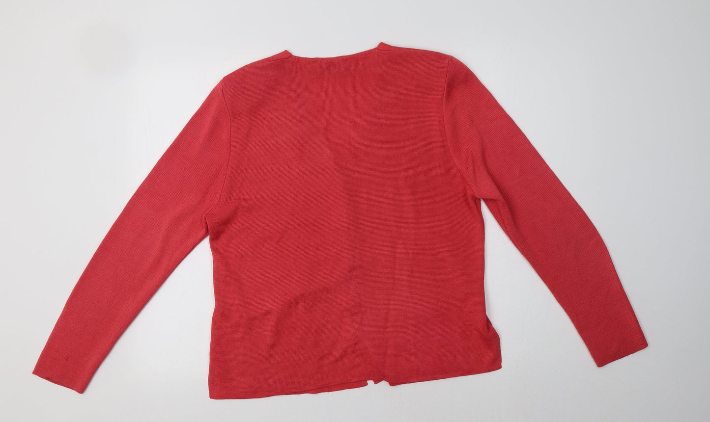 Doyca Womens Pink V-Neck  Acrylic Cardigan Jumper Size 14