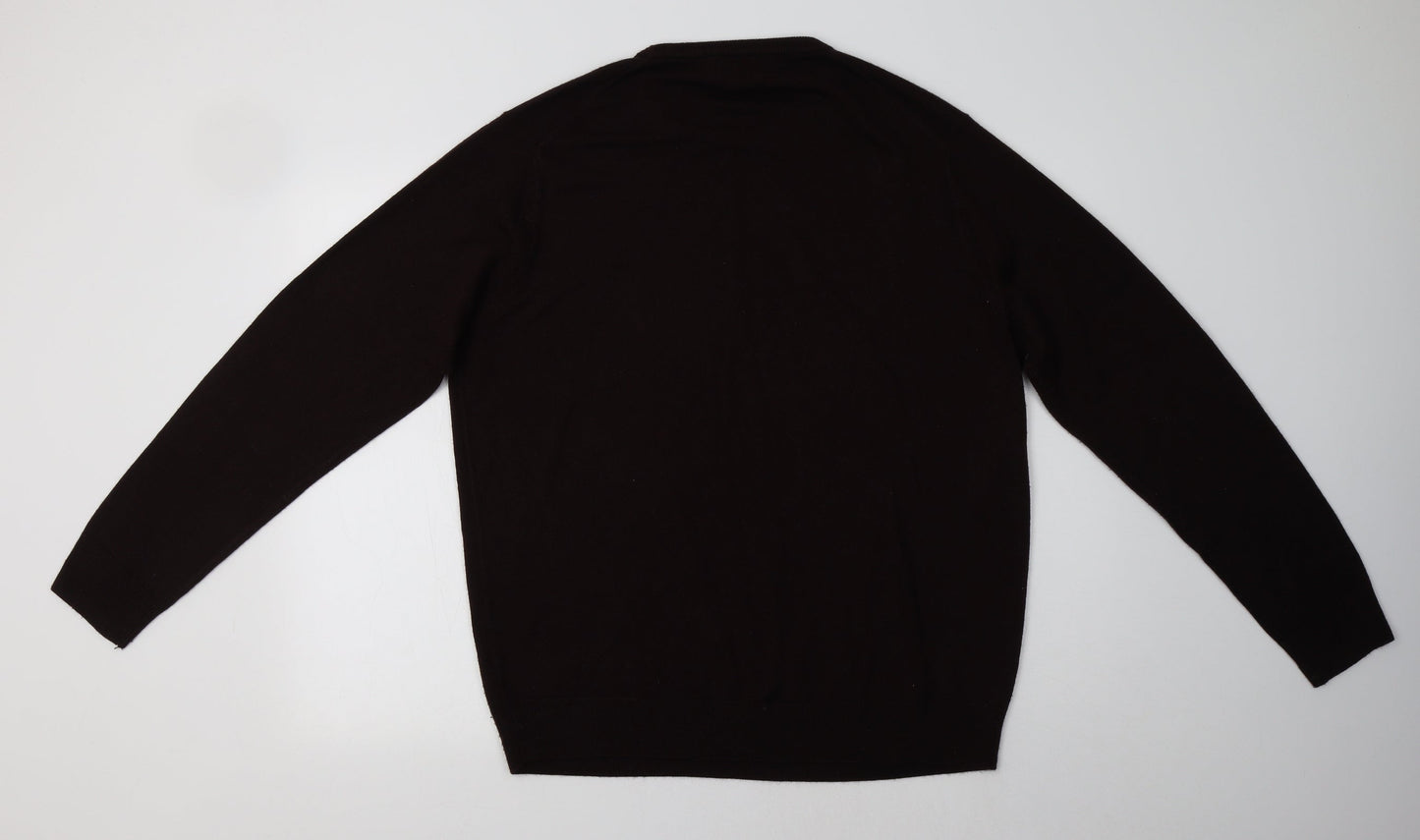 F&F Mens Purple Collared  Acrylic Pullover Jumper Size XL