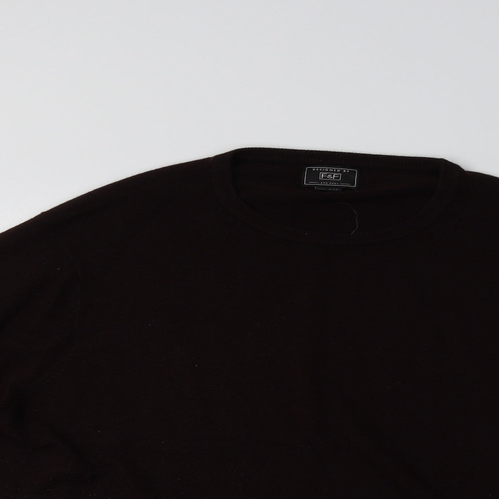 F&F Mens Purple Collared  Acrylic Pullover Jumper Size XL