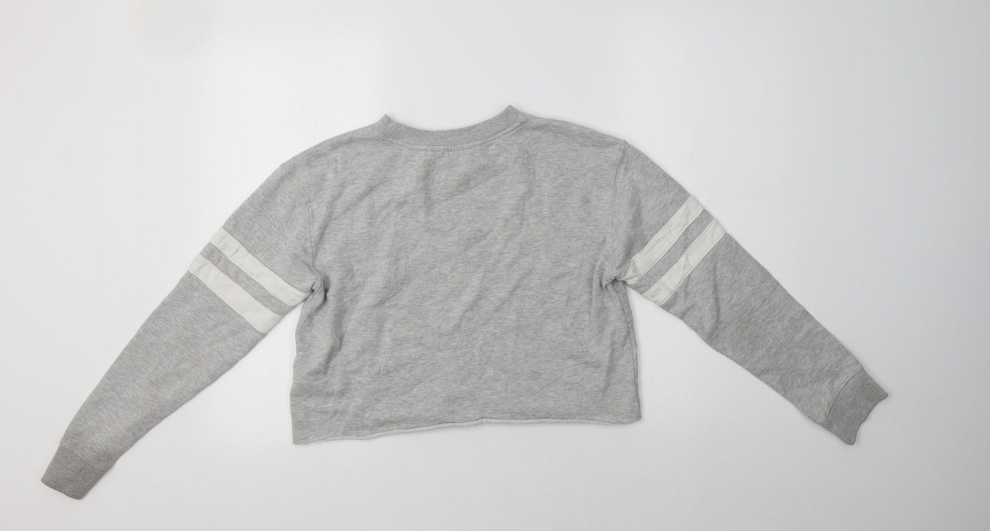 Miss Selfridge Womens Grey Striped Cotton Pullover Sweatshirt Size 8