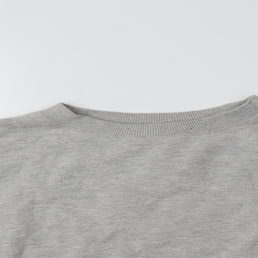 Miss Selfridge Womens Grey Striped Cotton Pullover Sweatshirt Size 8