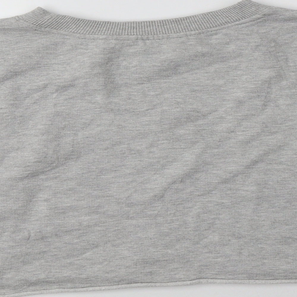 Miss Selfridge Womens Grey Striped Cotton Pullover Sweatshirt Size 8