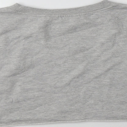 Miss Selfridge Womens Grey Striped Cotton Pullover Sweatshirt Size 8