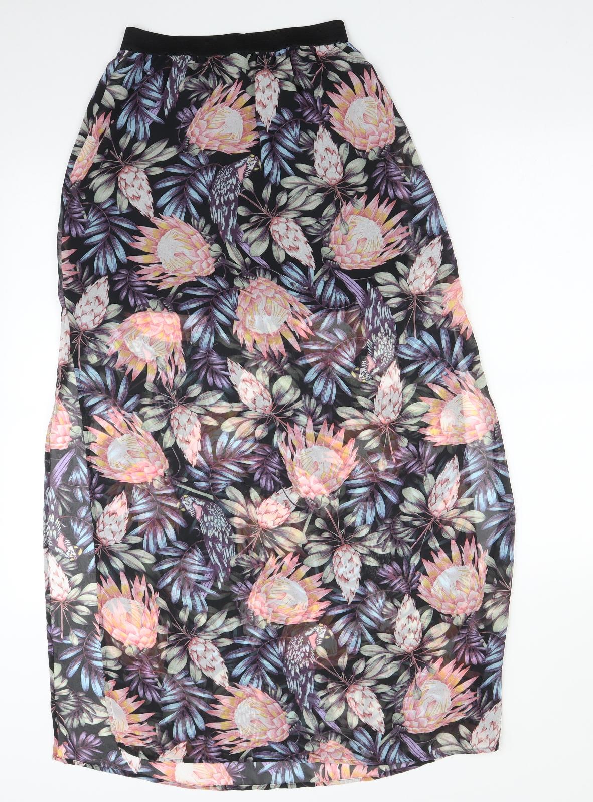 H&M Womens Multicoloured Floral Polyester Straight & Pencil Skirt Size 6