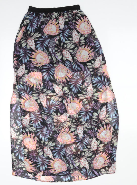 H&M Womens Multicoloured Floral Polyester Straight & Pencil Skirt Size 6