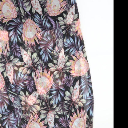 H&M Womens Multicoloured Floral Polyester Straight & Pencil Skirt Size 6