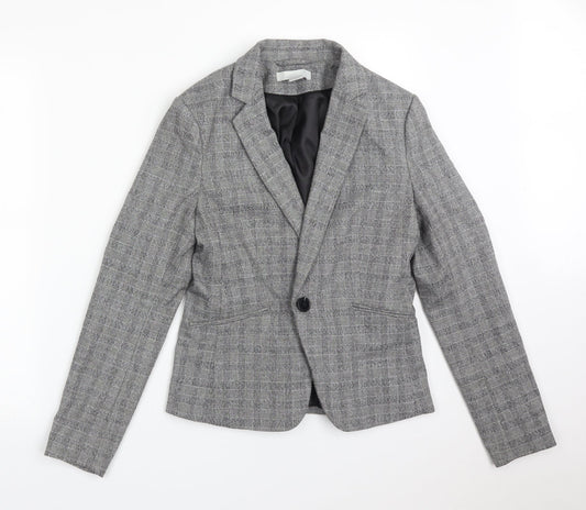 H&M Womens Multicoloured Check Polyester Jacket Suit Jacket Size 8