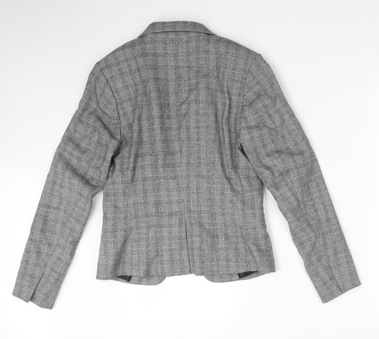 H&M Womens Multicoloured Check Polyester Jacket Suit Jacket Size 8