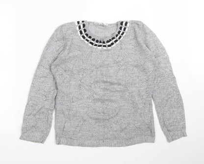 Womens UK Size M PURE & NATURAL Grey Basic T-Shirt