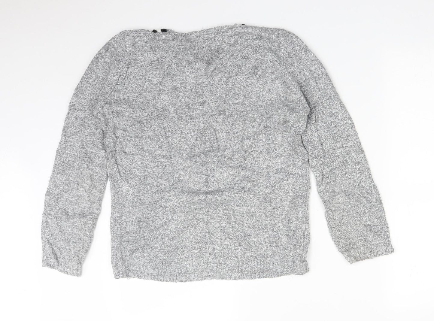Womens UK Size M PURE & NATURAL Grey Basic T-Shirt