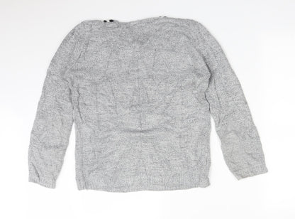 Womens UK Size M PURE & NATURAL Grey Basic T-Shirt