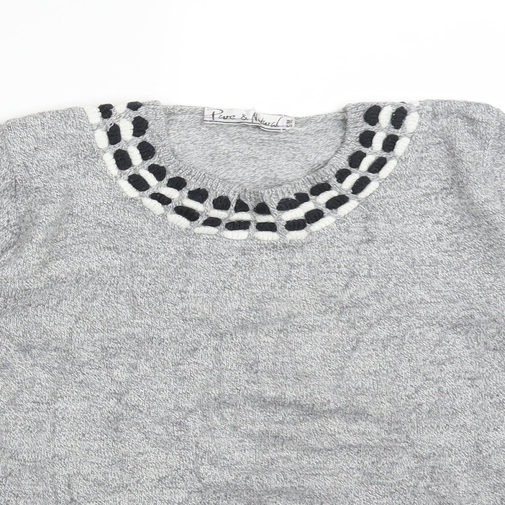 Womens UK Size M PURE & NATURAL Grey Basic T-Shirt