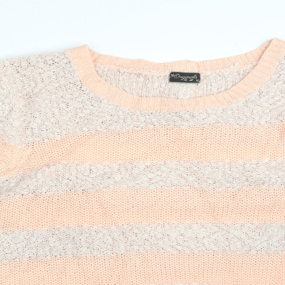 ORIGINALS Womens Multicoloured Striped Polyester Pullover Sweatshirt Size XL