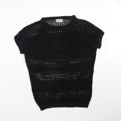 Womens UK Size S Wallis Black Basic T-Shirt