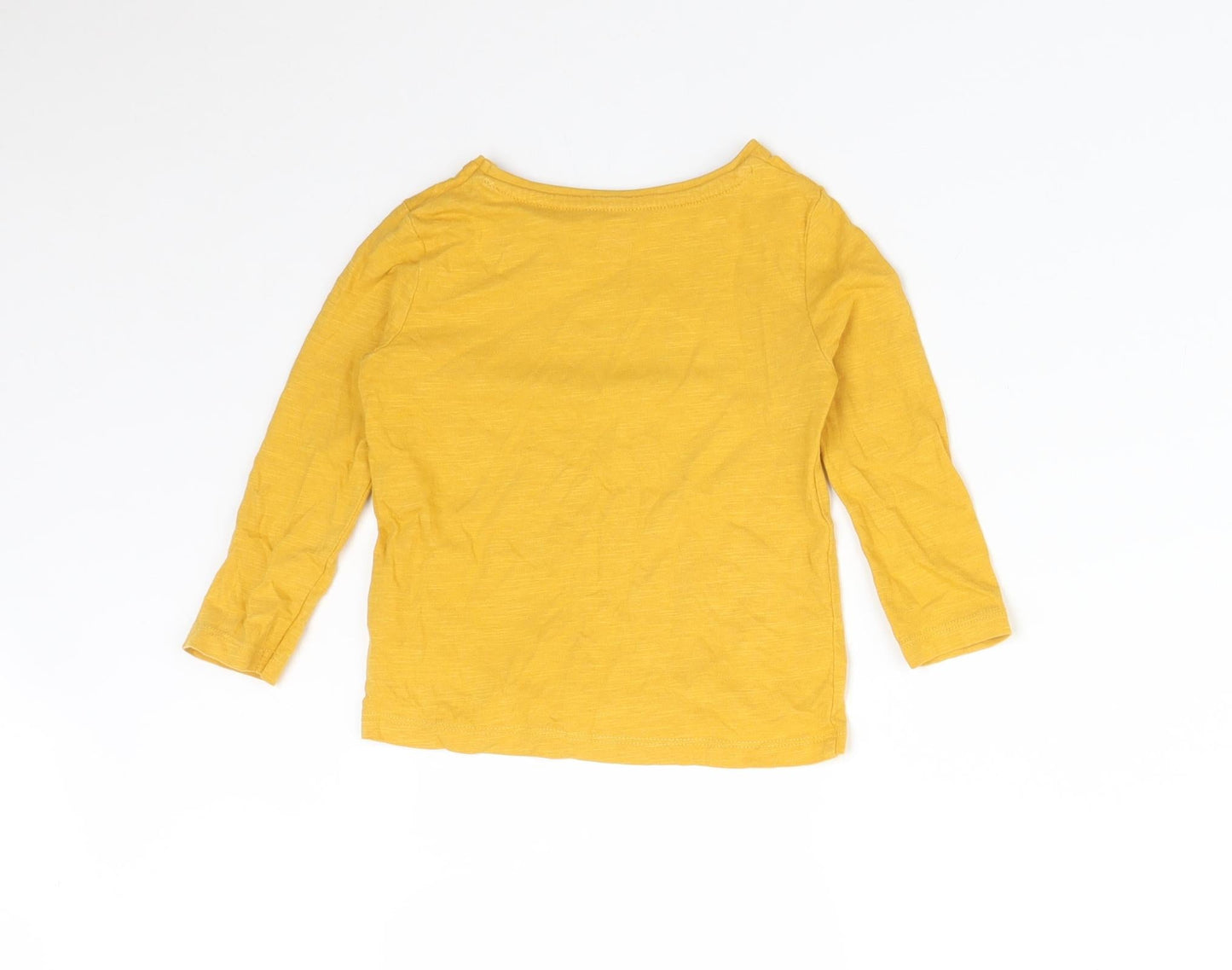F&F Baby Yellow  Cotton Basic T-Shirt Size 12-18 Months Round Neck  - CHEESE FUN