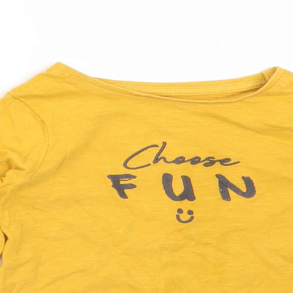F&F Baby Yellow  Cotton Basic T-Shirt Size 12-18 Months Round Neck  - CHEESE FUN