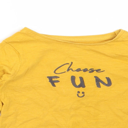 F&F Baby Yellow  Cotton Basic T-Shirt Size 12-18 Months Round Neck  - CHEESE FUN