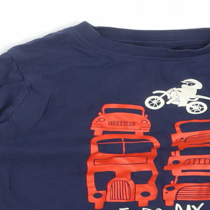 Nutmeg Boys Blue  Cotton Basic T-Shirt Size 2-3 Years Round Neck  - I DO MY OWN STUNTS