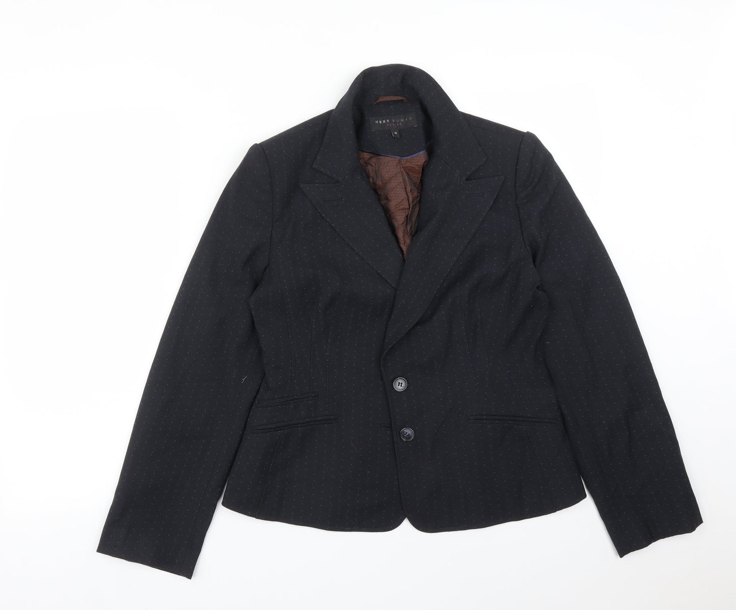 NEXT Womens Blue Striped Polyester Jacket Suit Jacket Size 12