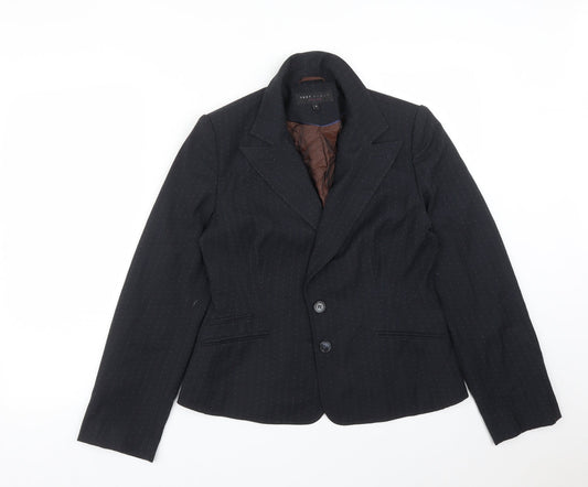 NEXT Womens Blue Striped Polyester Jacket Suit Jacket Size 12