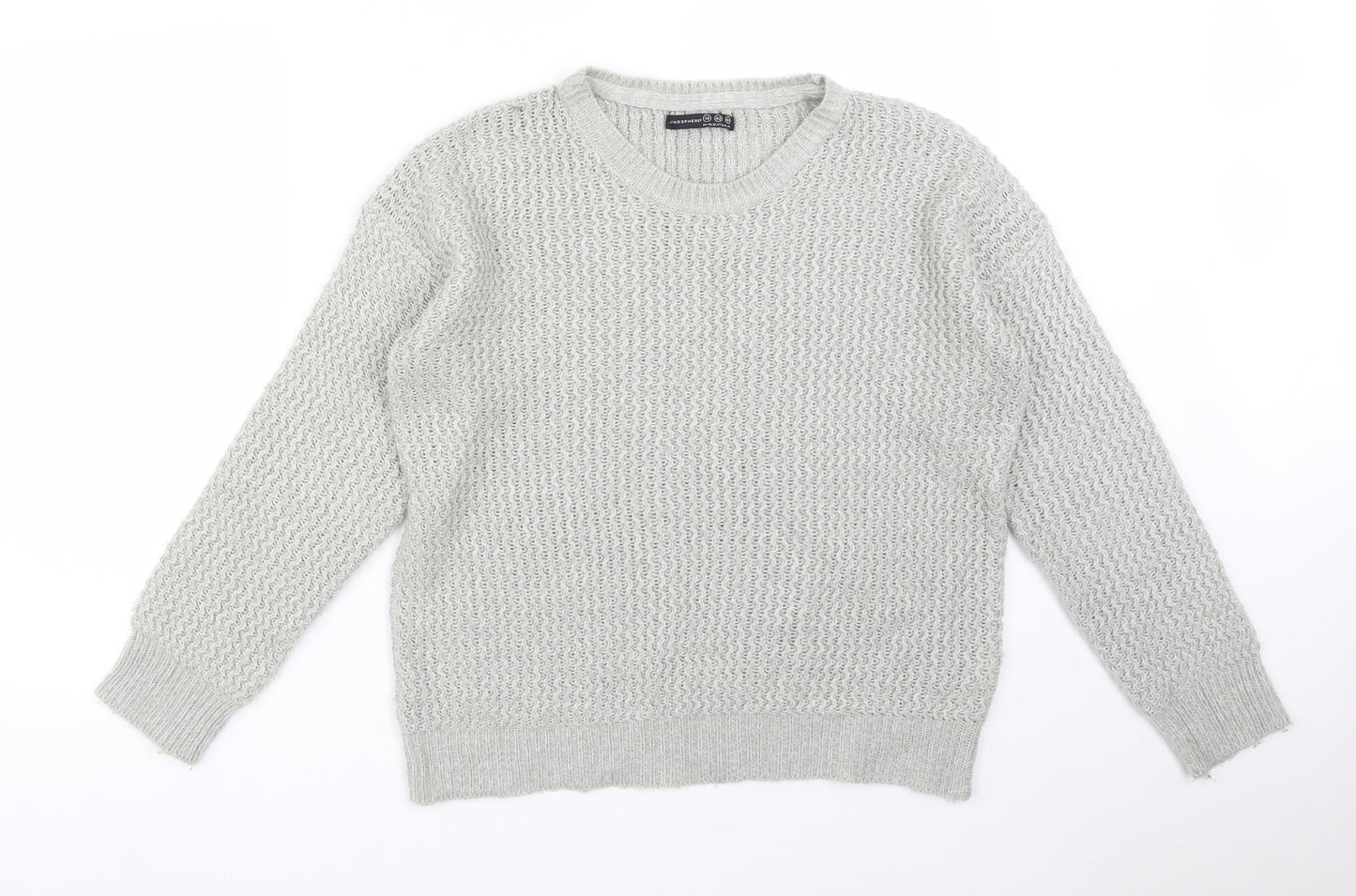 Atmosphere Womens Grey Striped Acrylic Pullover Sweatshirt Size 14