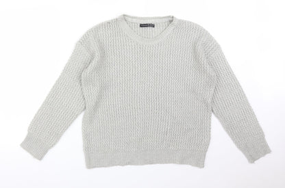 Atmosphere Womens Grey Striped Acrylic Pullover Sweatshirt Size 14