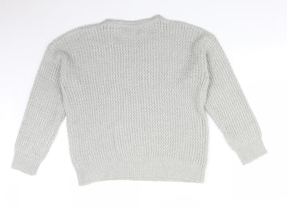 Atmosphere Womens Grey Striped Acrylic Pullover Sweatshirt Size 14