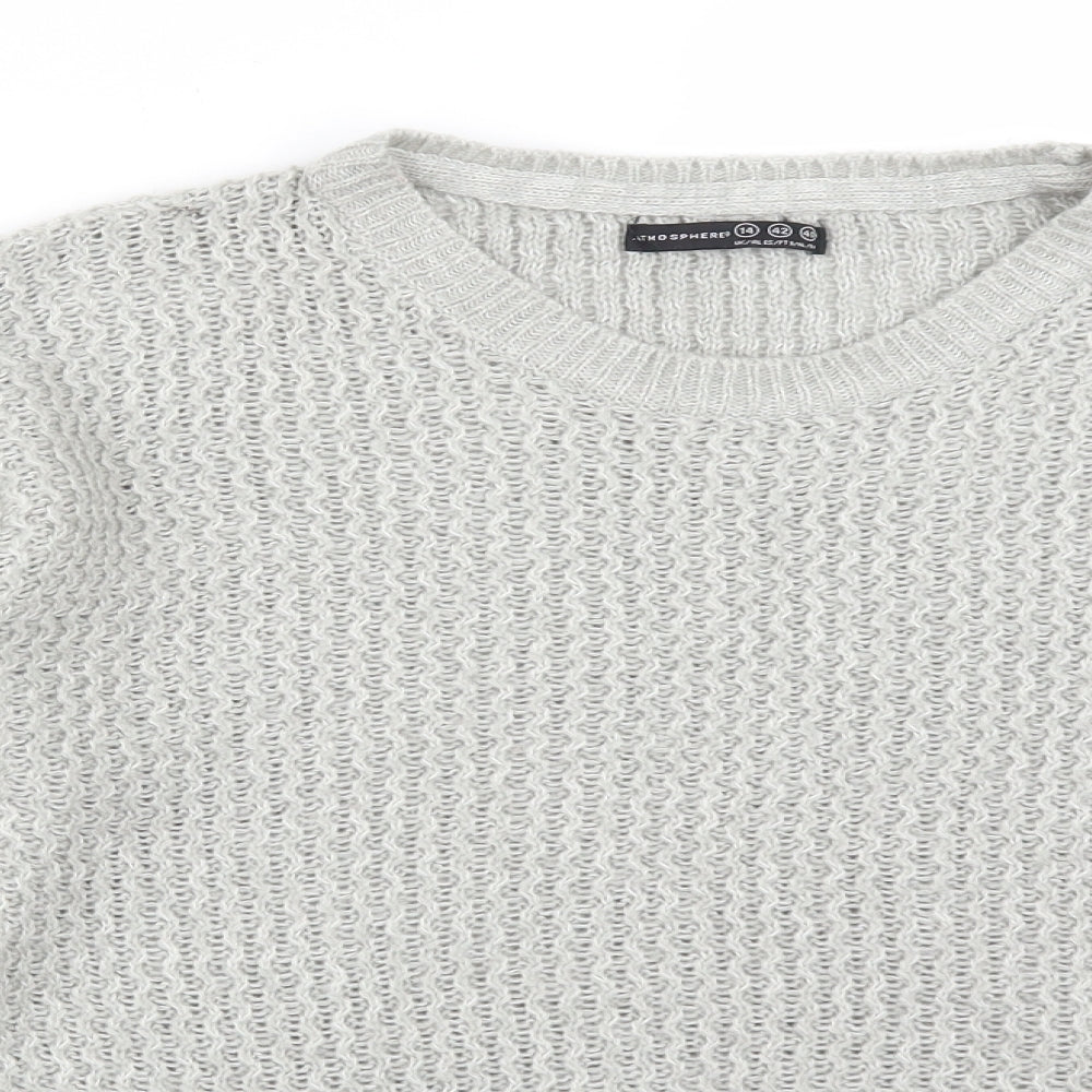 Atmosphere Womens Grey Striped Acrylic Pullover Sweatshirt Size 14