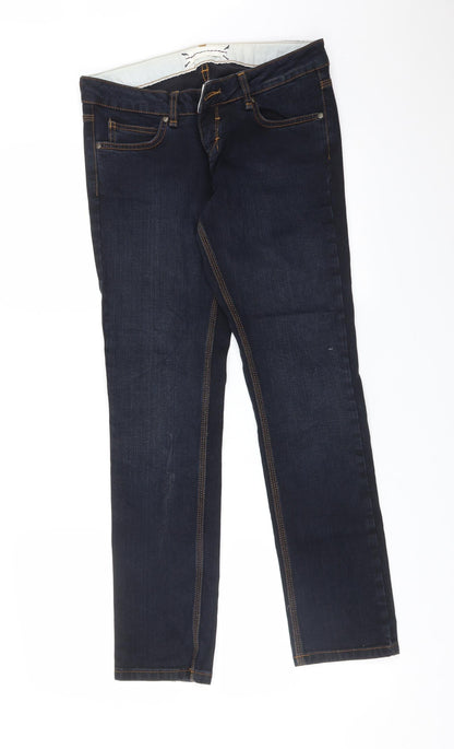 Topshop Womens Blue  Cotton Straight Jeans Size 28 L29 in Regular