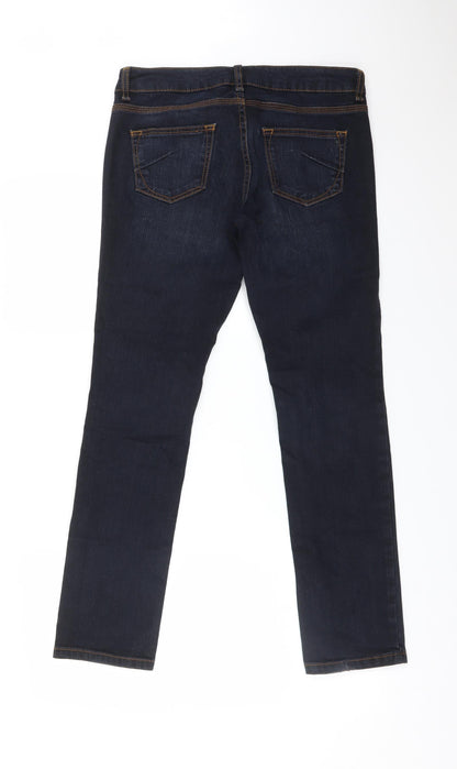 Topshop Womens Blue  Cotton Straight Jeans Size 28 L29 in Regular
