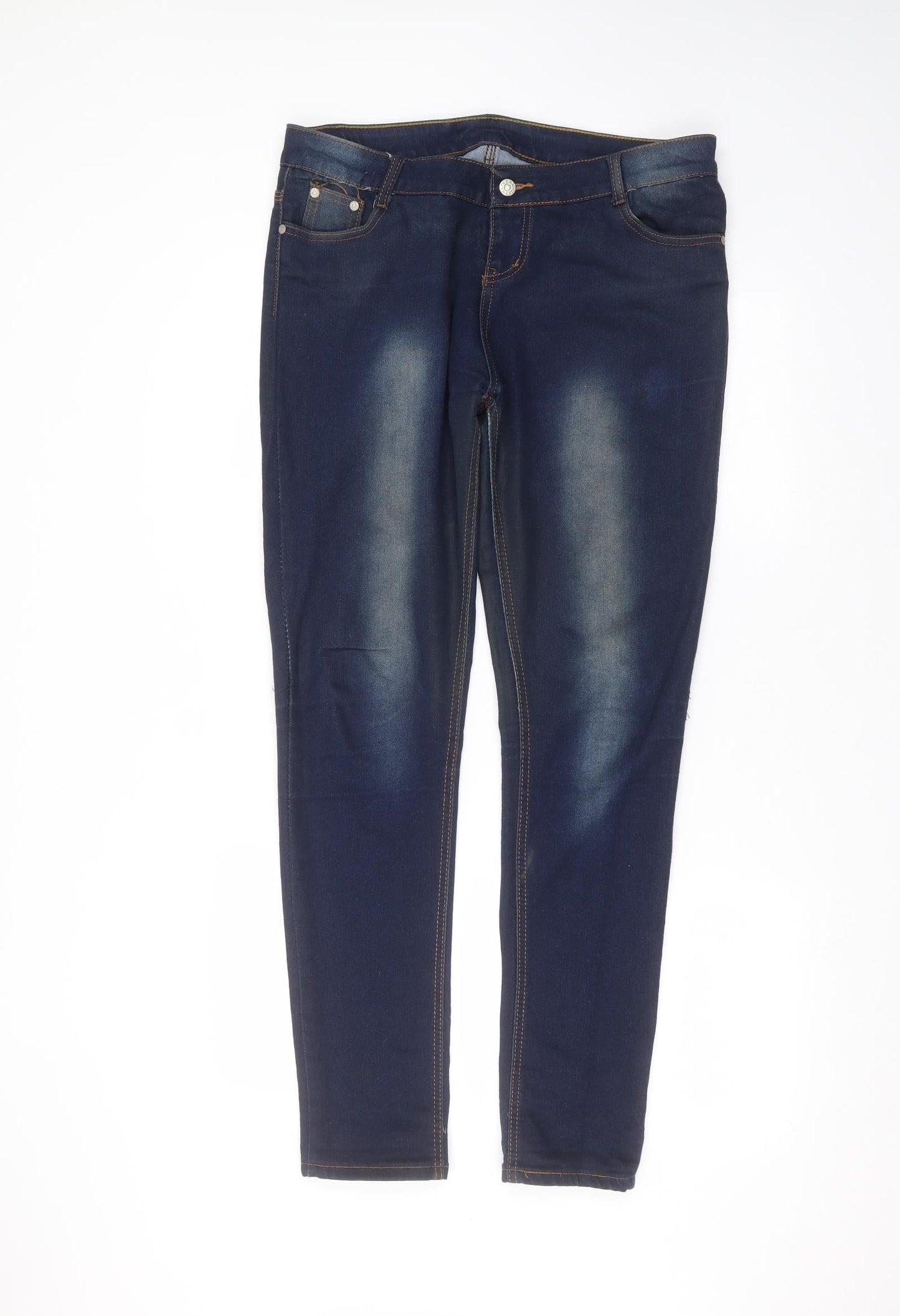 Womens UK Size 8 Preworn Regular Fit Skinny Blue Jeans