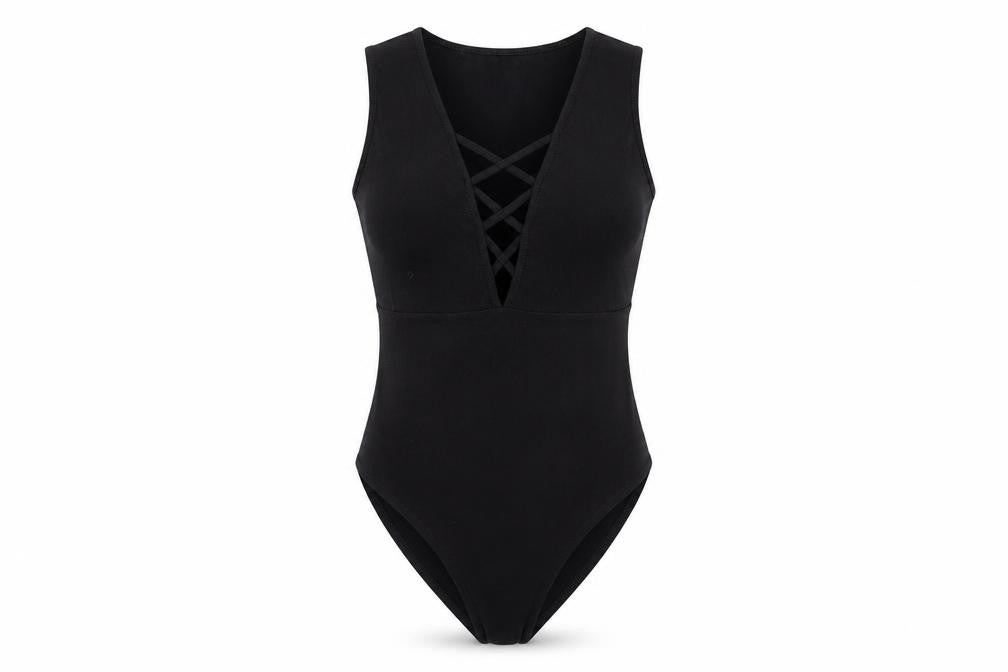 Womens UK Size 10 New Look One-Piece Black Bodysuit