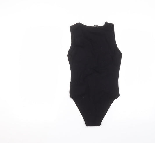 New Look Womens Black  Cotton Bodysuit One-Piece Size 10
