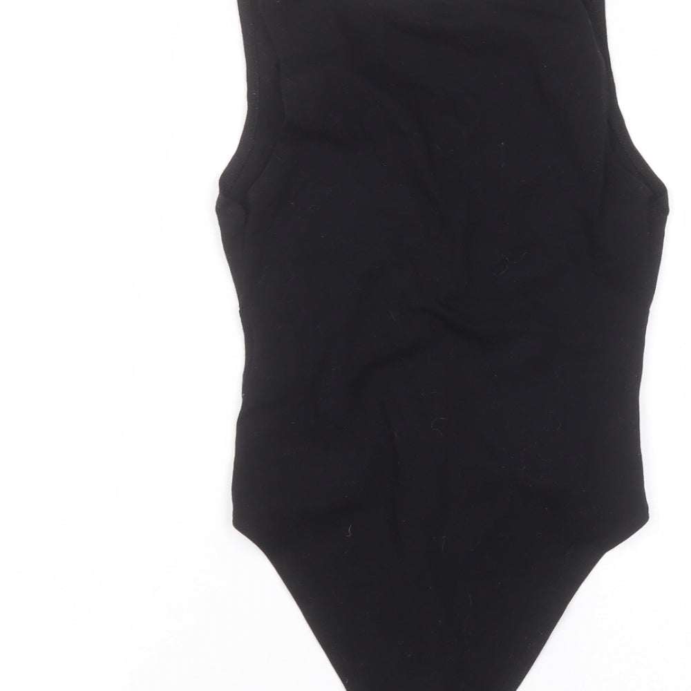 New Look Womens Black  Cotton Bodysuit One-Piece Size 10