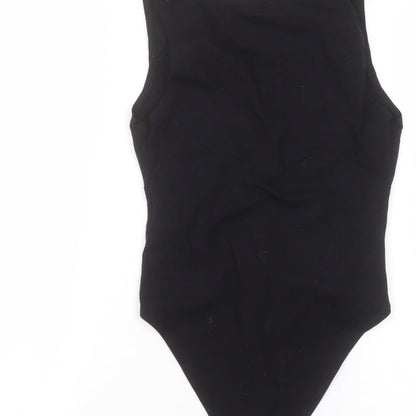 New Look Womens Black  Cotton Bodysuit One-Piece Size 10