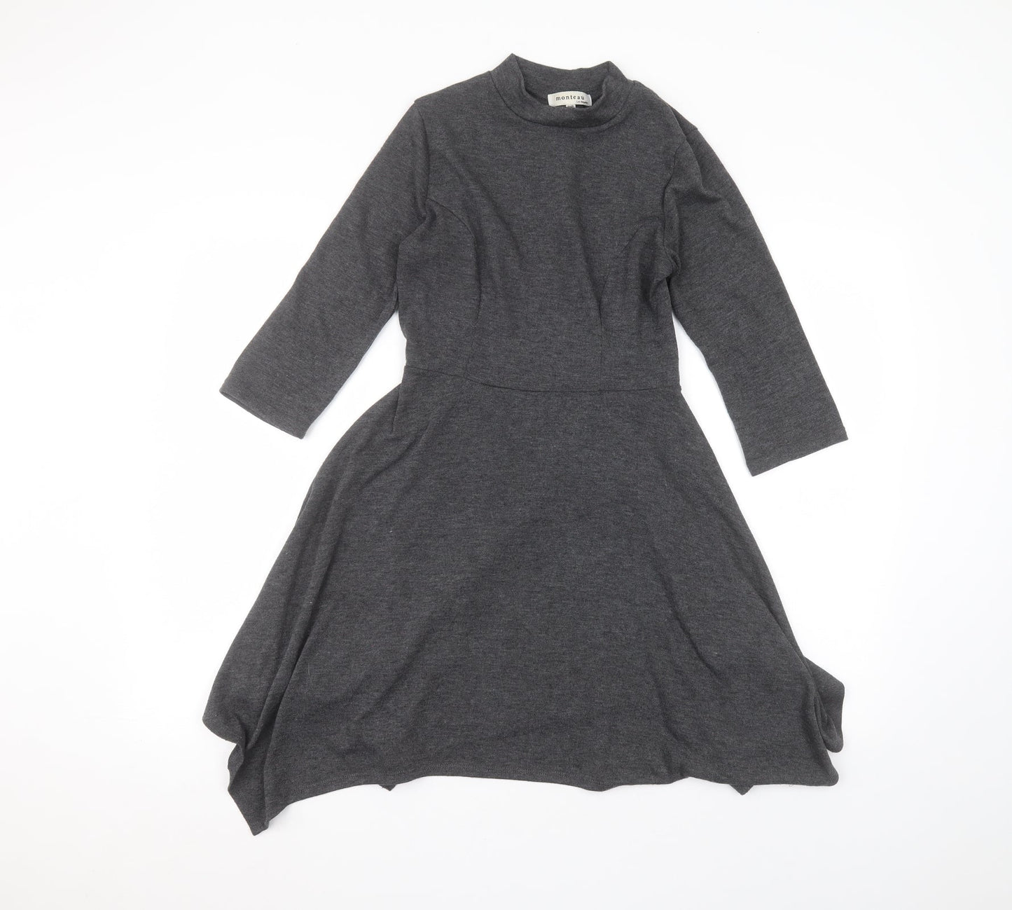 Monteau Womens Grey  Polyester A-Line  Size S Round Neck