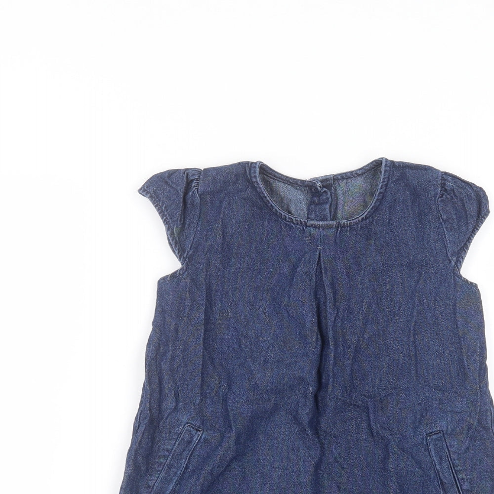 Matalan Girls Blue  Cotton A-Line  Size 3-4 Years Round Neck